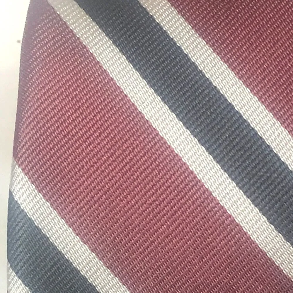Stafford All Silk Tie Red Gray Silver Striped USA Made Regatta Classic Repp